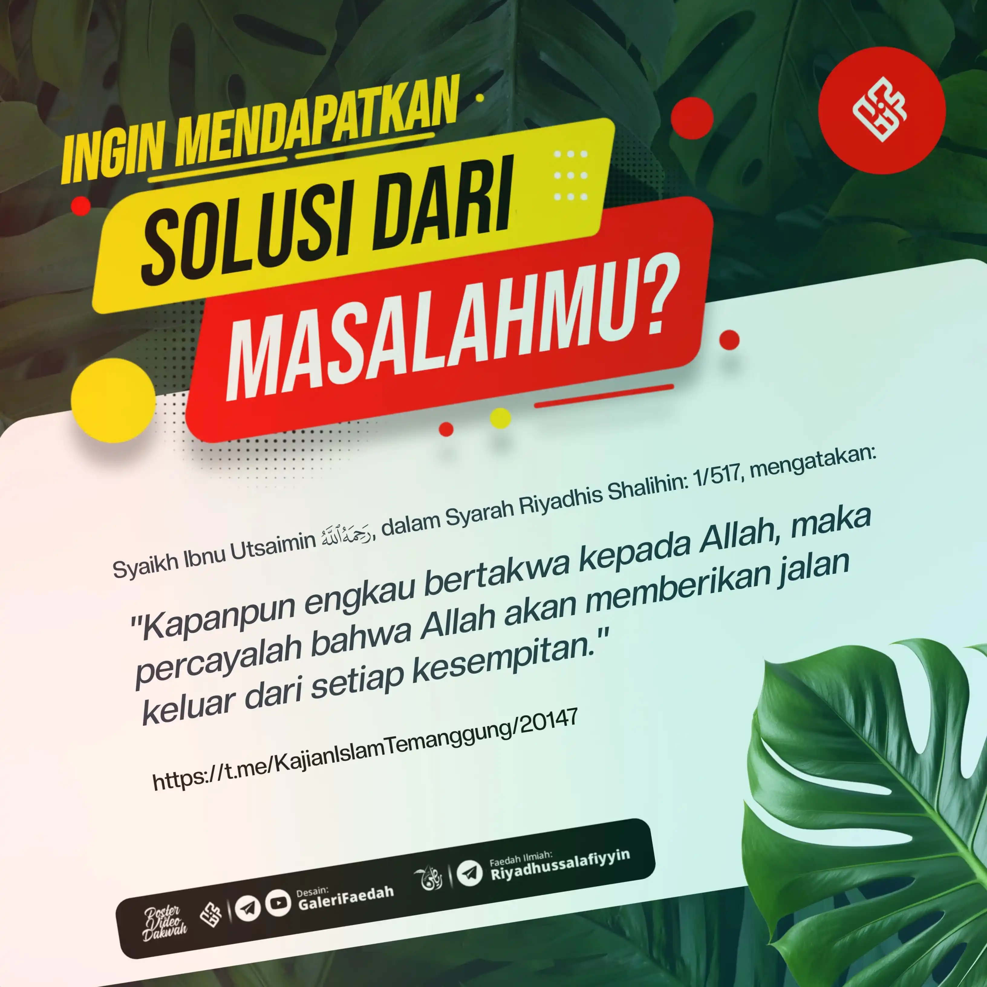 Image from Galerifaedah: *3.795. INGIN MENDAPATKAN SOLUSI DARI MASALAHMU?* 🗓️ Senin, 20 Zulhi...