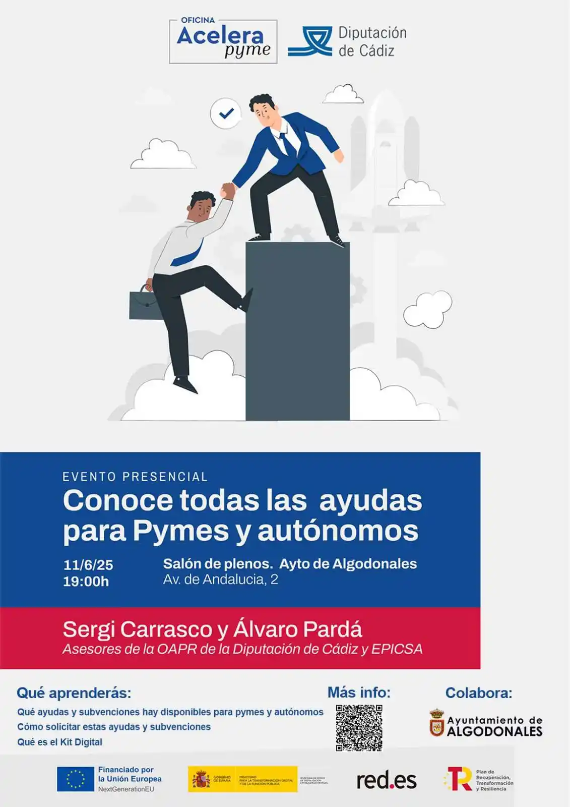 Image from Ayuntamiento de Algodonales: *AYUDAS PARA AUTÓNOMOS Y PYMES 📈📊💼* 📆 _Miércoles, 11 de junio._ �...