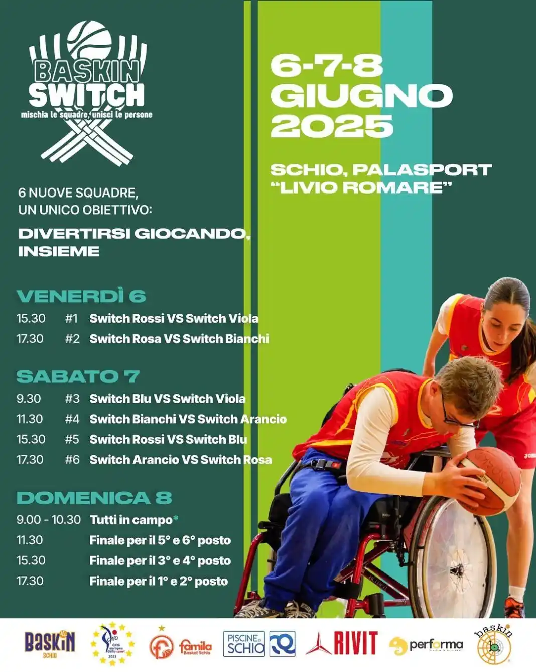 Image from Comune di Schio: 🏀 *BASKIN SWITCH* 🏀 _Tre giorni di partite, emozioni e gioco!_ 📅 *...