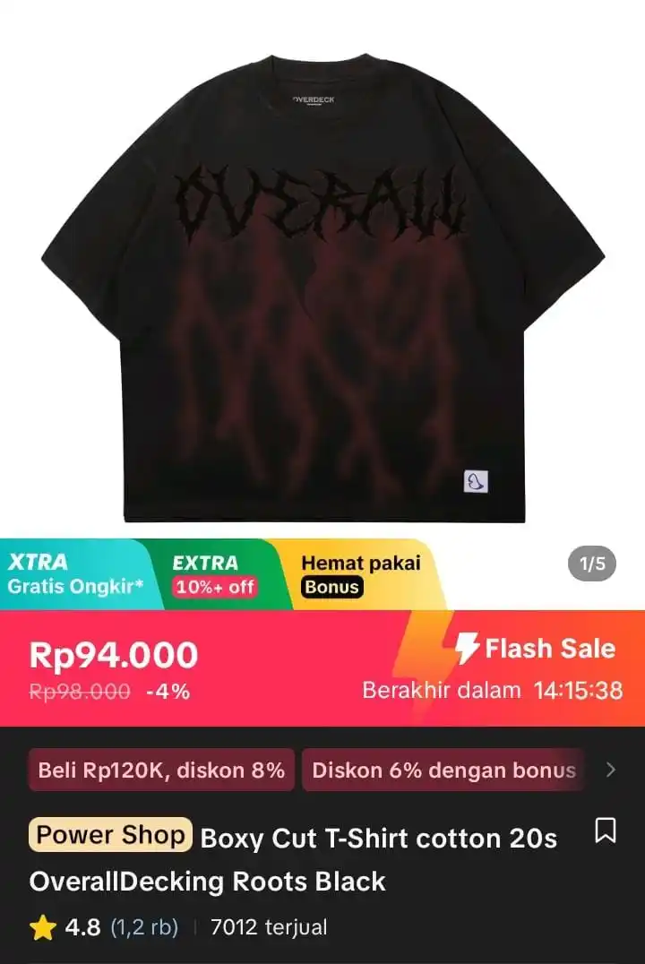 Image from Racun Shopee X Tiktok ( tiktokshop-tokopedia )⭐️: Boxy Cut T-Shirt cotton 20s OverallDecking Roots Black https://vt.toko...