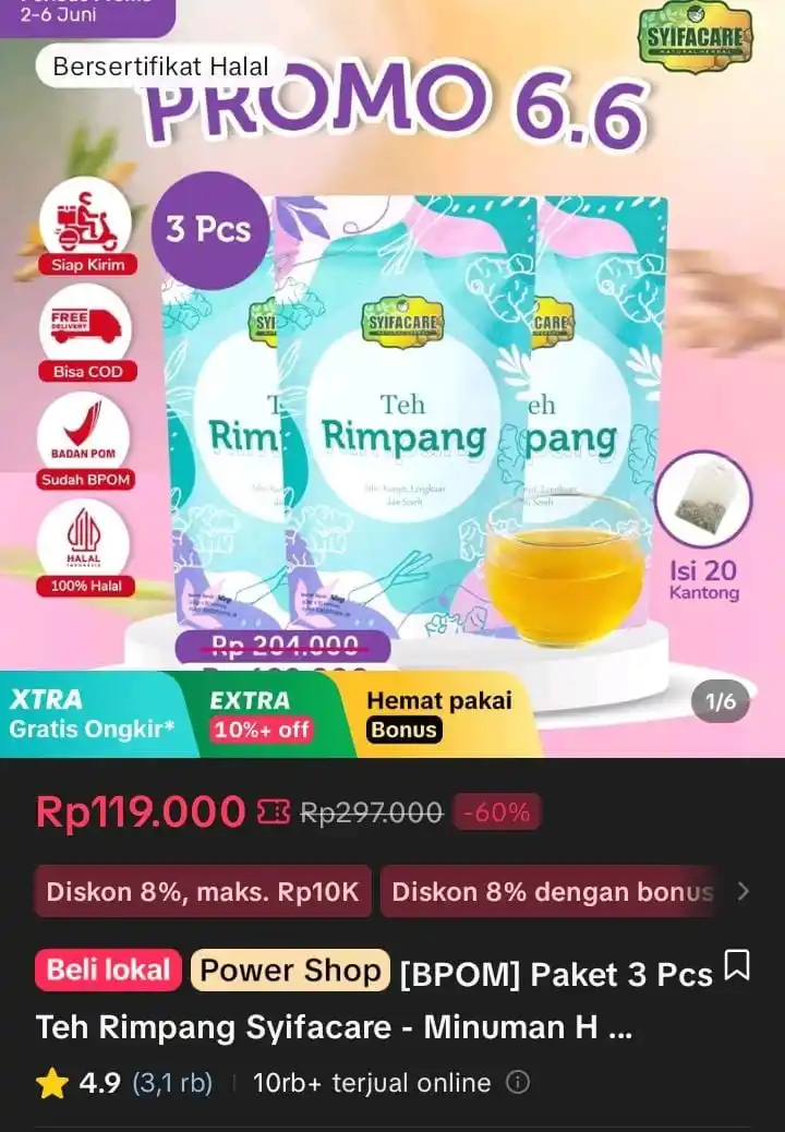 Image from Racun Shopee X Tiktok ( tiktokshop-tokopedia )⭐️: [BPOM] Paket 3 Pcs Teh Rimpang Syifacare - Minuman Herbal Rempah Jahe ...
