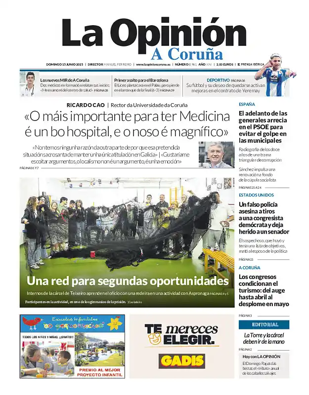Image from LA OPINIÓN A CORUÑA: ¡Buenos días! Os dejamos la portada de este domingo, 15 de junio de 20...