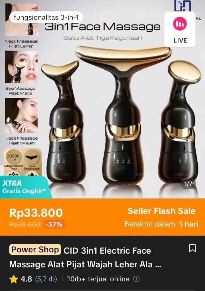 Image from Racun Shopee X Tiktok ( tiktokshop-tokopedia )⭐️: CID 3in1 Electric Face Massage Alat Pijat Wajah Leher Alat Perawatan W...