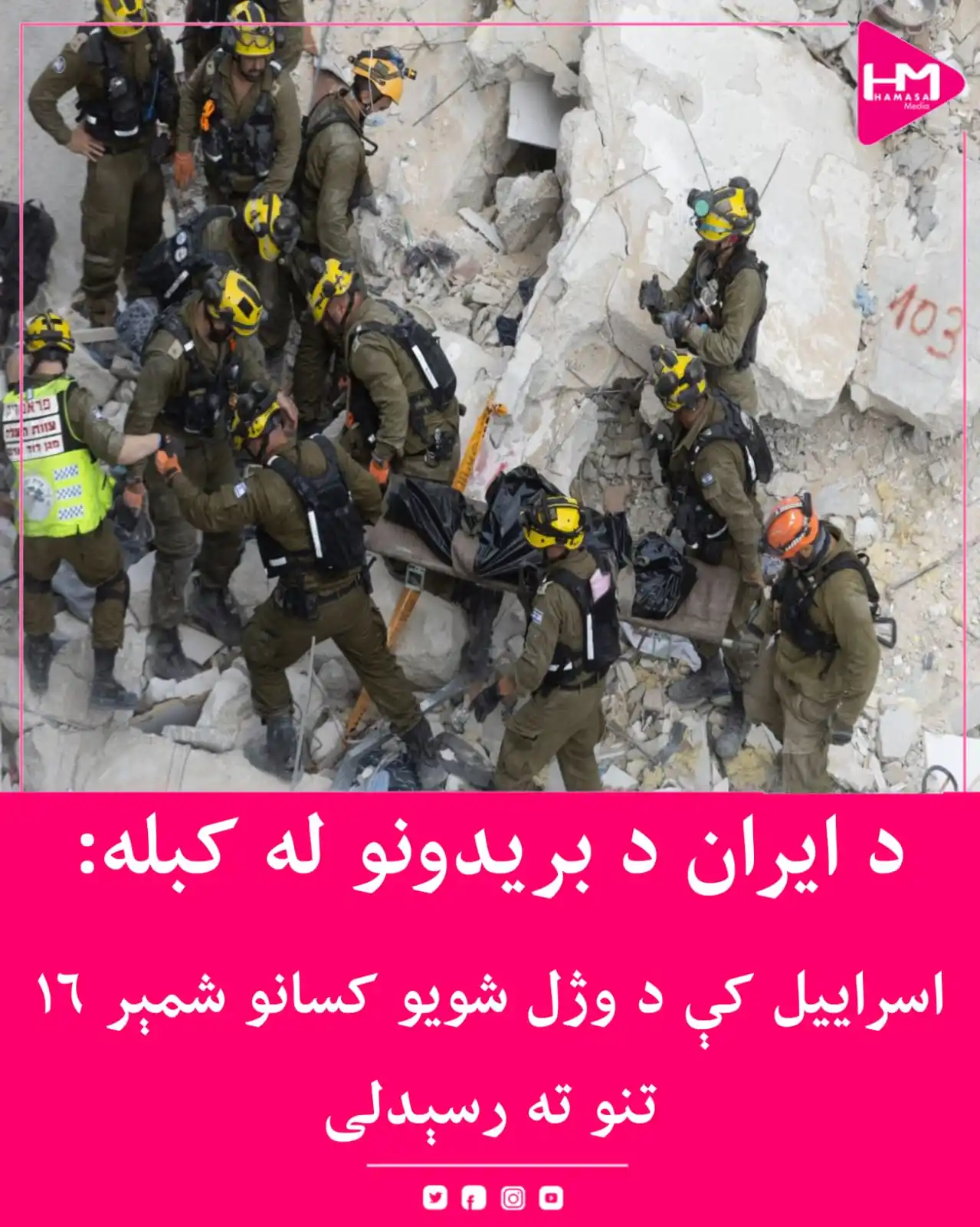 Image from Hamasa Media: د اسراییلي رسنیو د راپورونو له مخې، د ایران له خوا د وروستیو راکټي بری...