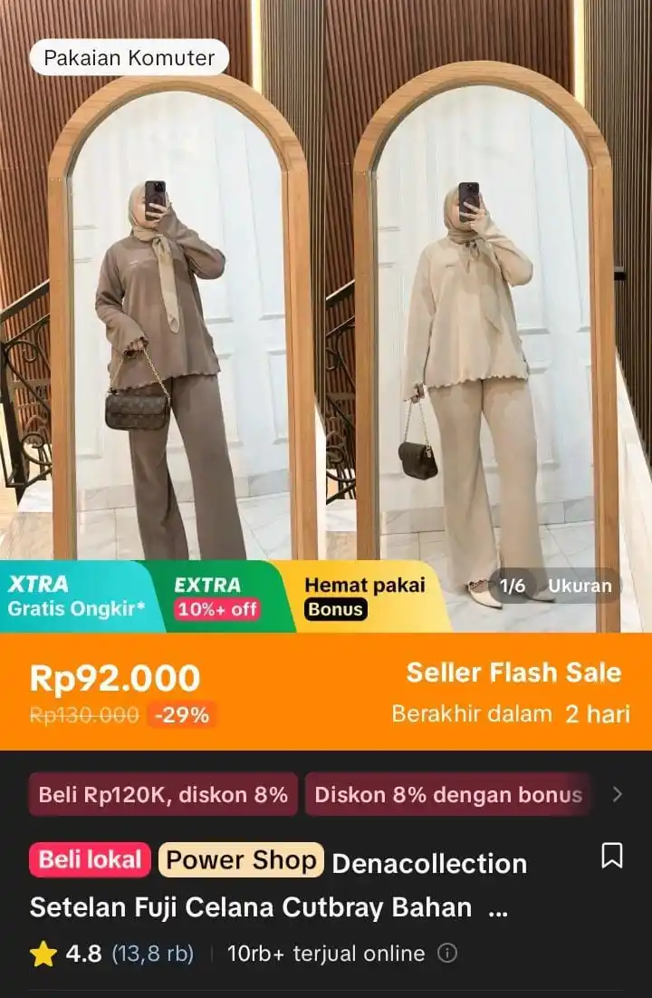 Image from Racun Shopee X Tiktok ( tiktokshop-tokopedia )⭐️: Denacollection Setelan Fuji Celana Cutbray Bahan Knit Japan Premium Ca...