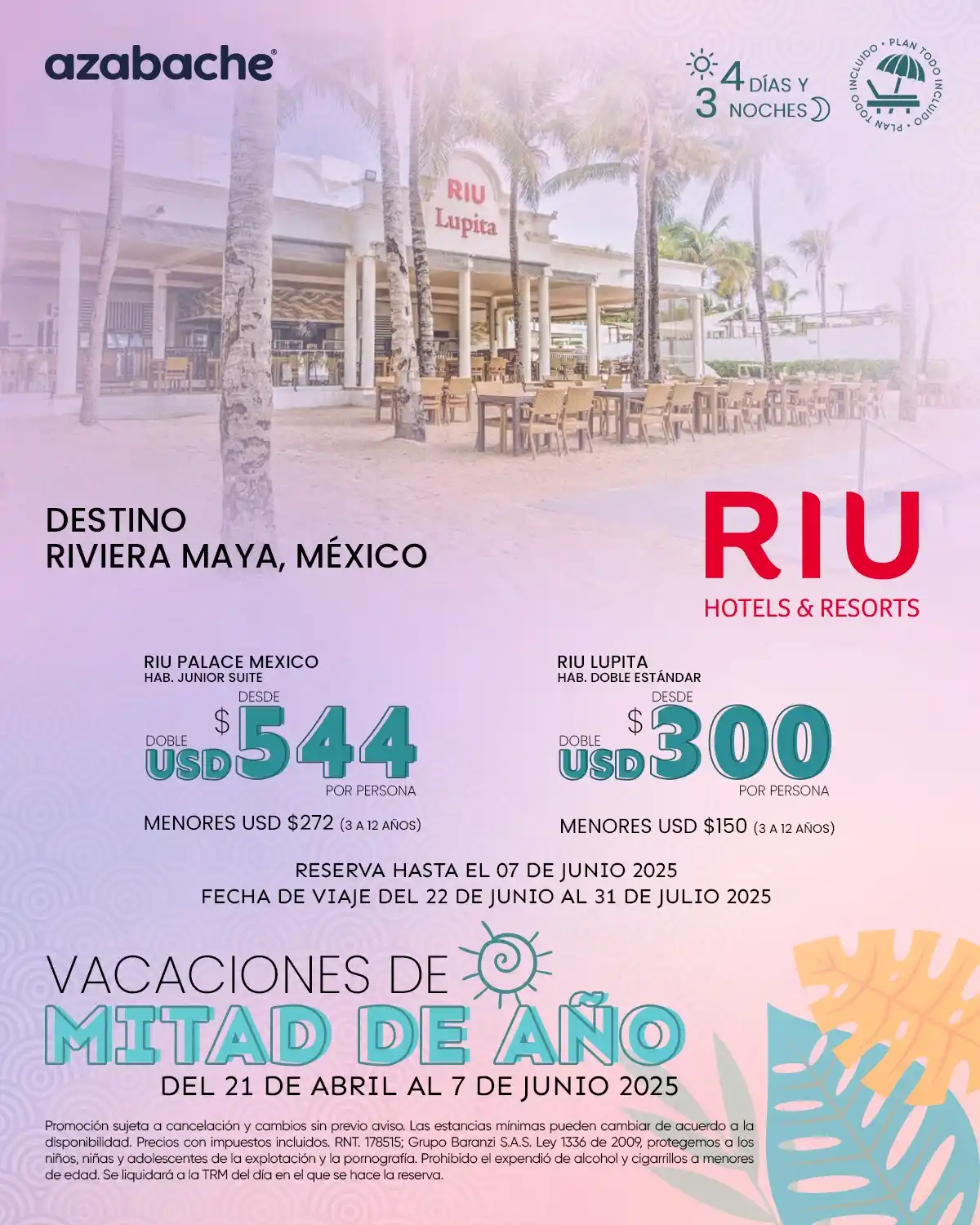 Image from Azabache Colombia: Descubre lo mejor de la Riviera Maya con hospedaje en *RIU HOTELS & RE...