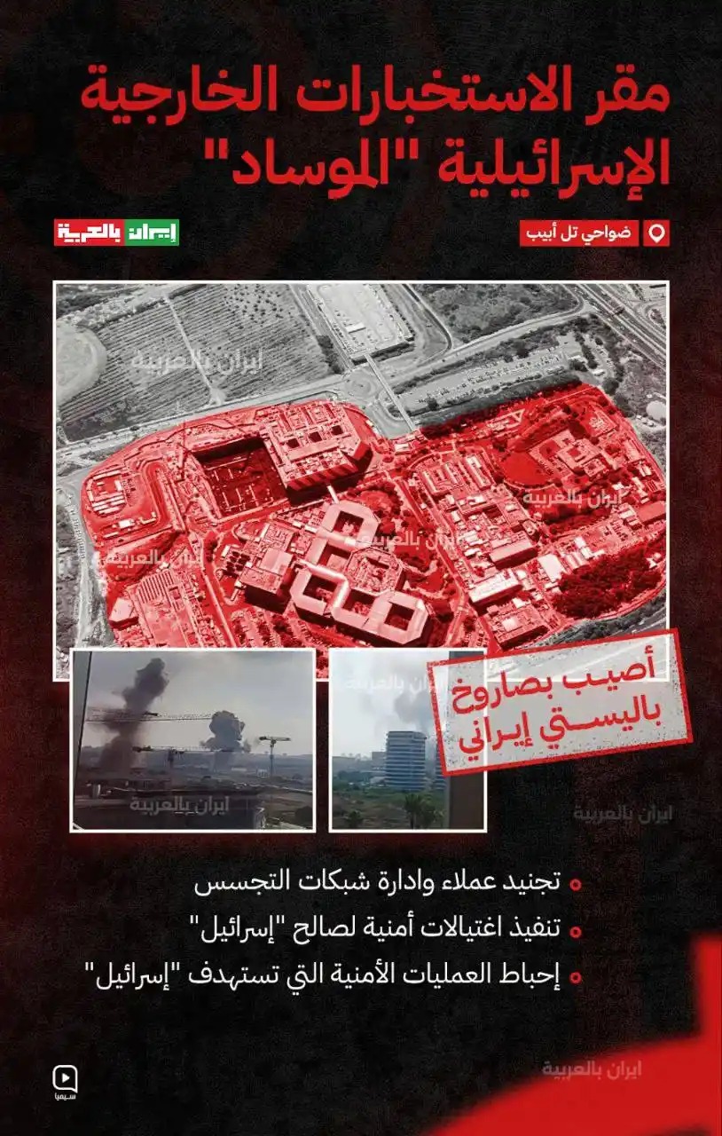 Image from خبر العاجل: *`🔴 ضربة في العمق: ماذا تعرف عن مقر المو.ساد الذي استهدفه صار.وخ إير....