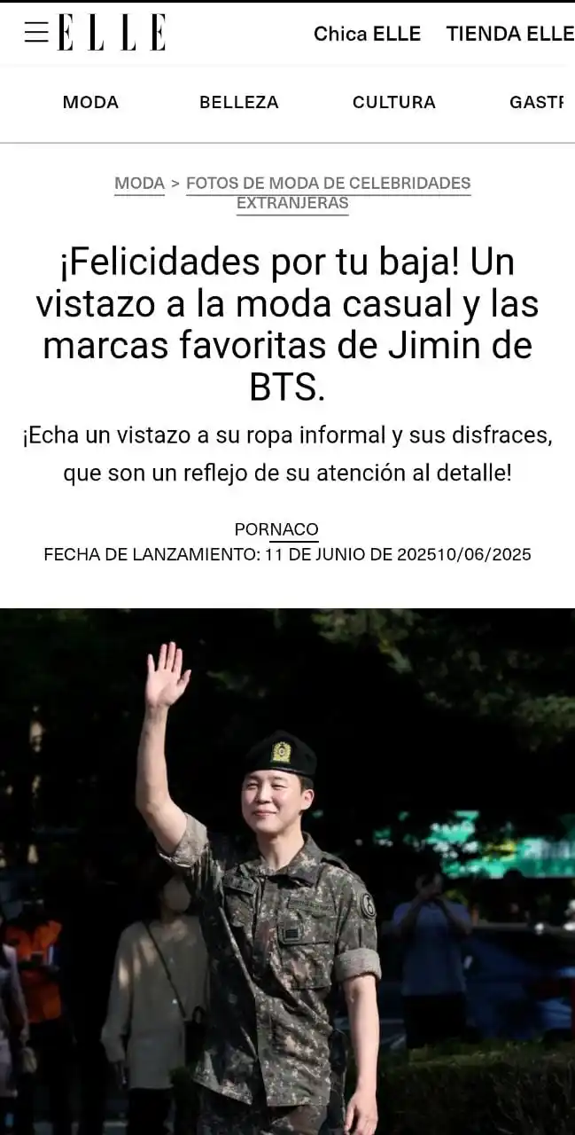 Image from MIMI_WORLD_FANSPAGE: *▫️ELLE Japón felicito a Jimin por su baja en el SM y también escribió...