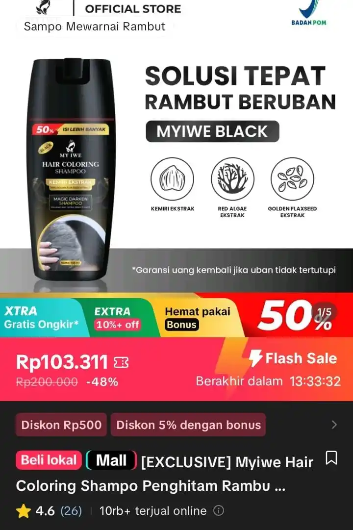 Image from Racun Shopee X Tiktok ( tiktokshop-tokopedia )⭐️: [EXCLUSIVE] Myiwe Hair Coloring Shampo Penghitam Rambut Beruban [MONDA...