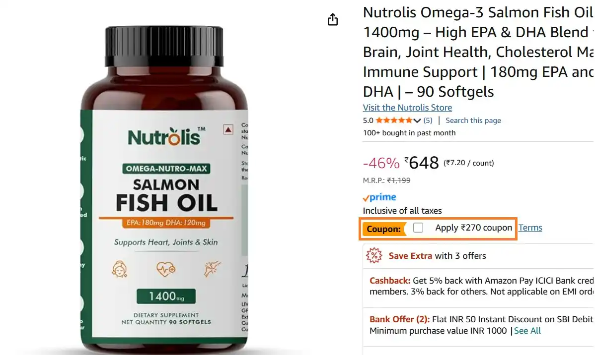 Image from Deals Mega Mart: 🔥🔥Fast: Nutrolis Salmon Fishoil 90 caps @ 378 https://amzn.to/3HqU...
