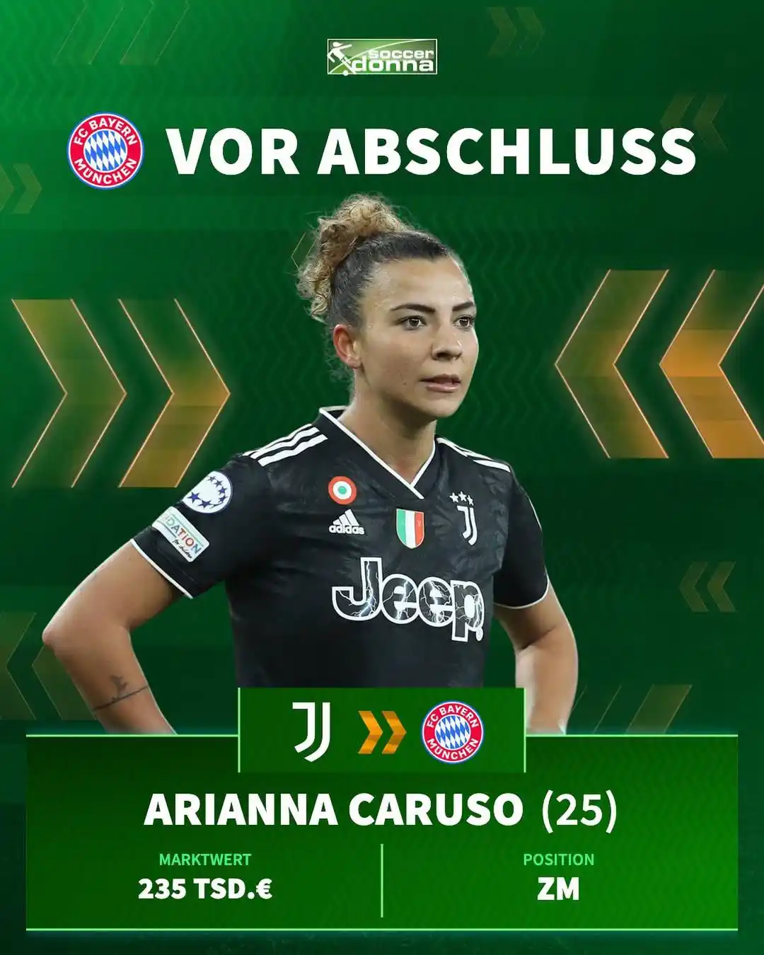 Image from Soccerdonna.de: ❤️🤍 *FC Bayern zieht Kaufoption bei Arianna Caruso!* Nach nur einer h...