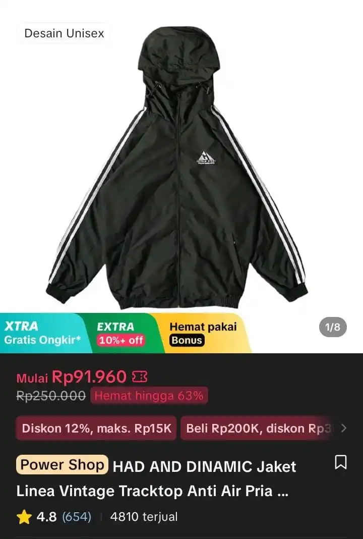 Image from Racun Shopee X Tiktok ( tiktokshop-tokopedia )⭐️: HAD AND DINAMIC Jaket Linea Vintage Tracktop Anti Air Pria wanita Kere...