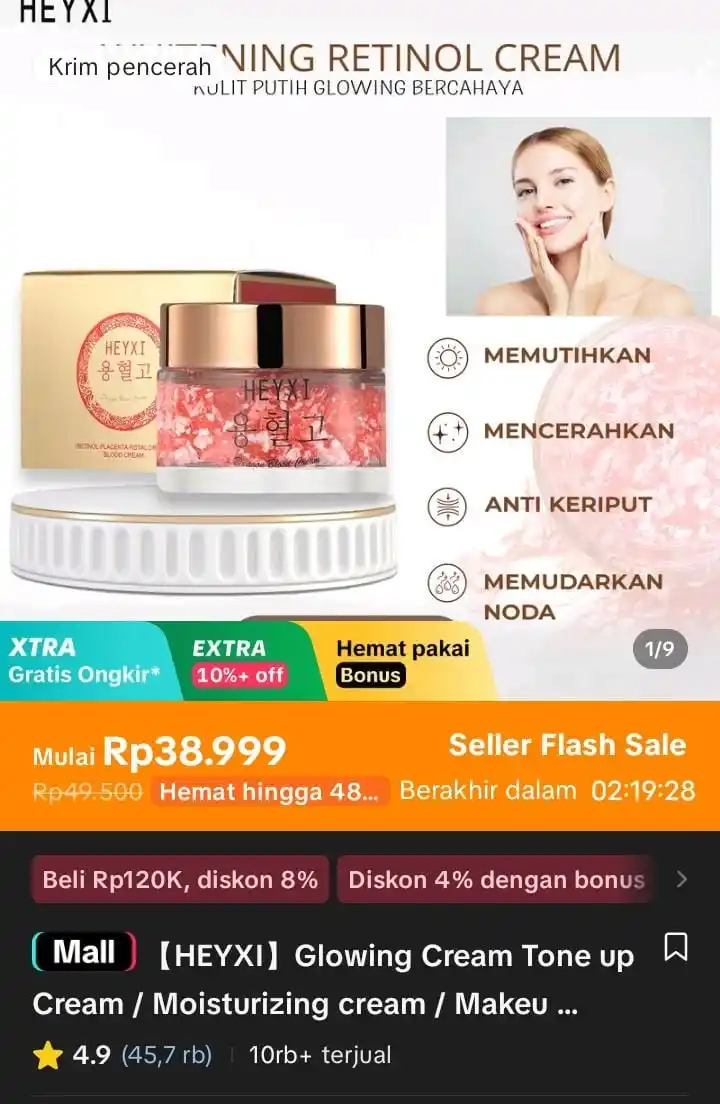 Image from Racun Shopee X Tiktok ( tiktokshop-tokopedia )⭐️: 【HEYXI】Glowing Cream Tone up Cream / Moisturizing cream / Makeup isola...