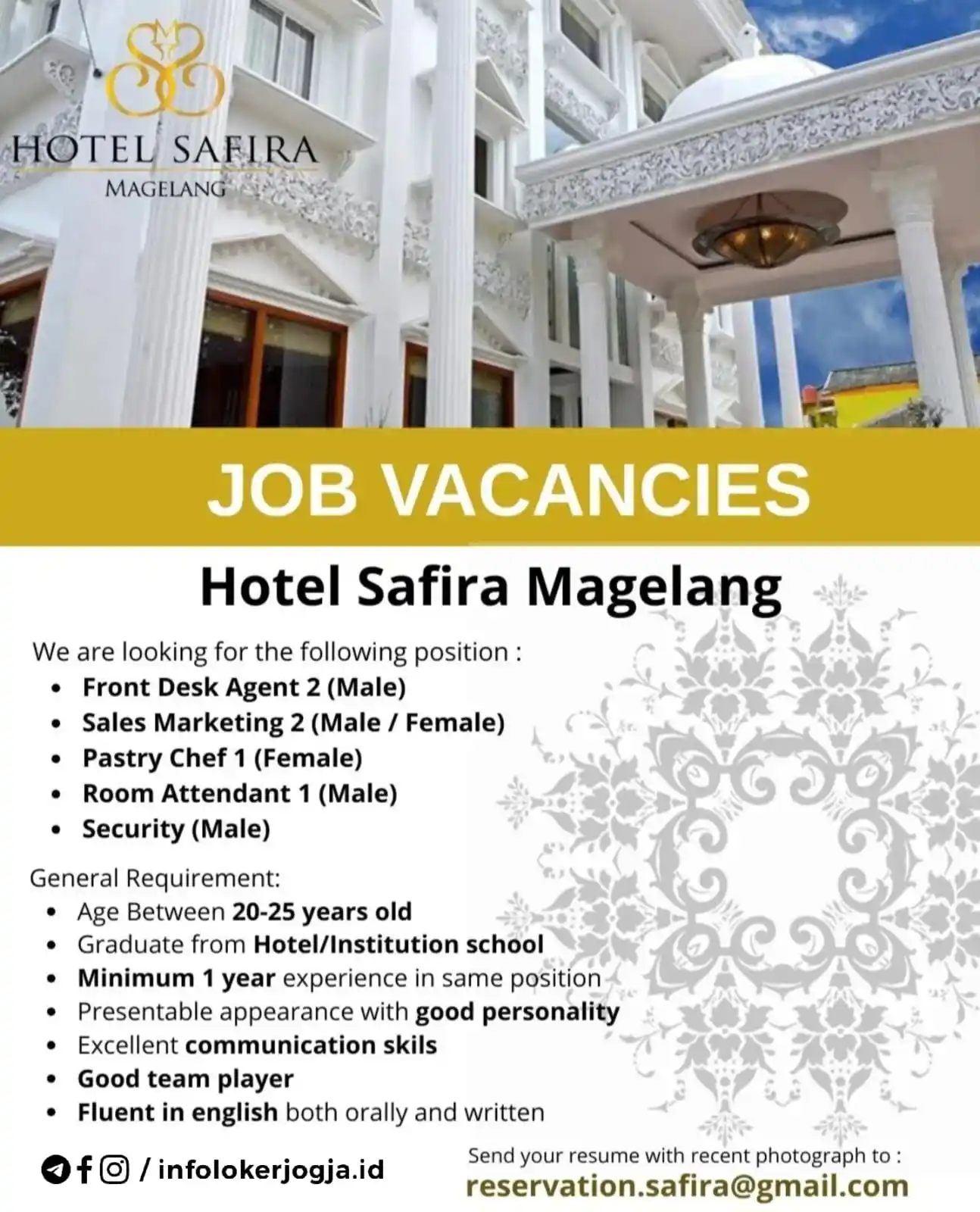 Image from Info Loker Magelang (Official): Hotel Safira - Magelang...