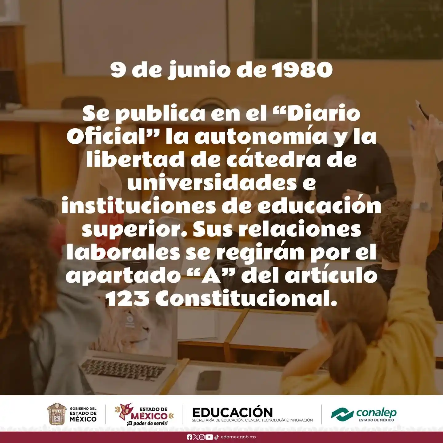 Image from CONALEP EDOMEX 🐺: 🗓️ Hoy recordamos un logro histórico para la educación superior: La l...