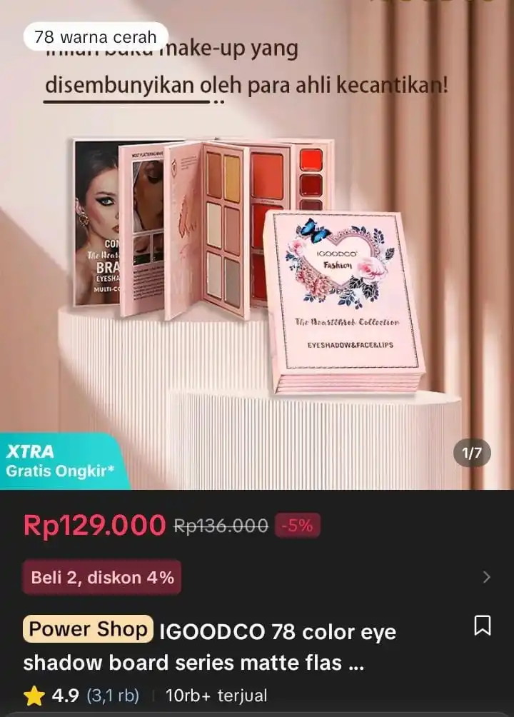 Image from Racun Shopee X Tiktok ( tiktokshop-tokopedia )⭐️: IGOODCO 78 color eye shadow board series matte flash multi-color palet...