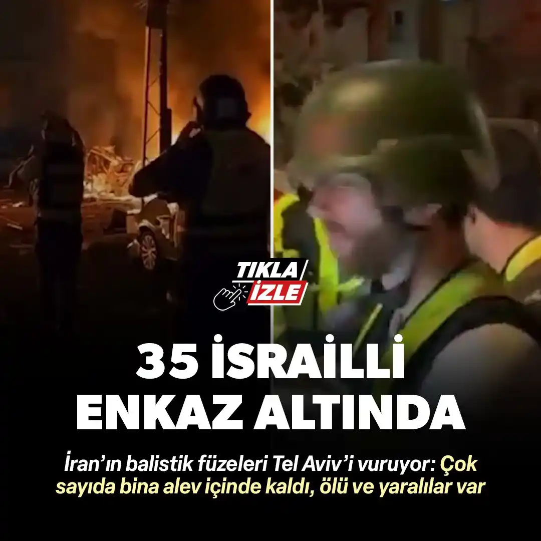 Image from Yeni Şafak: İran'ın balistik füzeleri Tel Aviv'de çok sayıda binayı yıktı, 35 İsra...