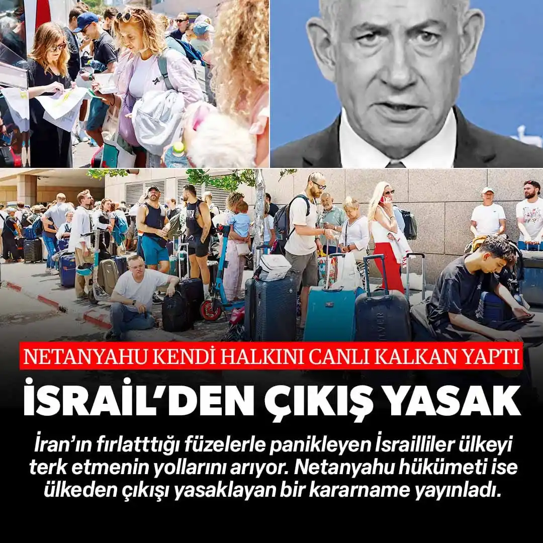 Image from Yeni Şafak: İsrail'den çıkış yasak: Netanyahu kendi halkını canlı kalkan yaptı Ya...