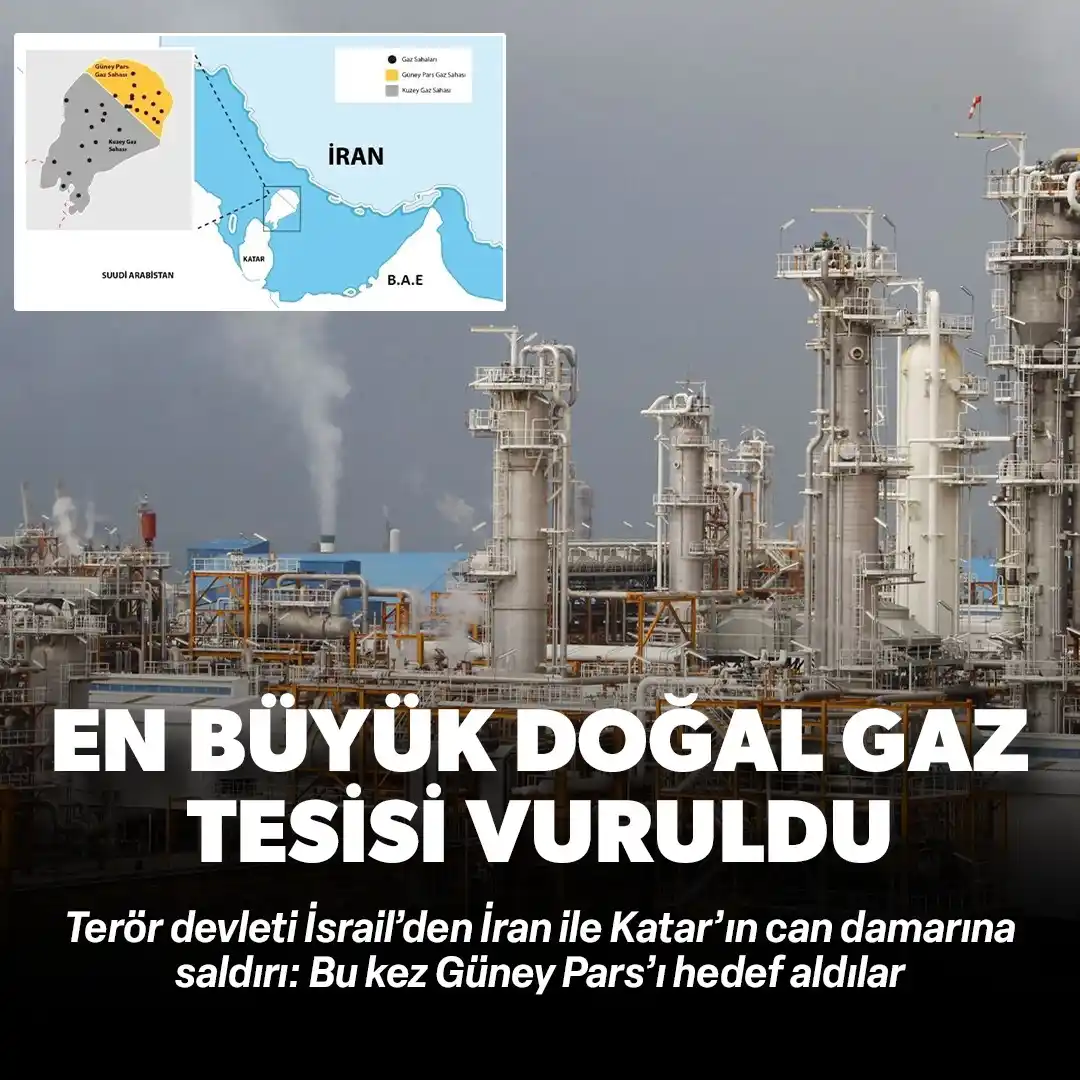 Image from Yeni Şafak: İsrail'den İran ile Katar'ın can damarına saldırı: En büyük doğal gaz ...