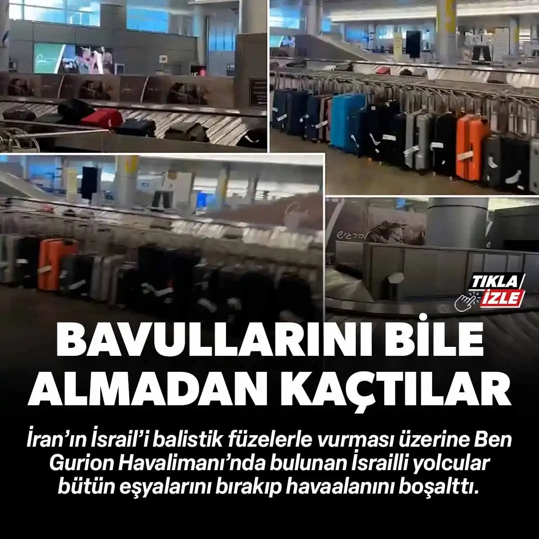 Image from Yeni Şafak: İsrailliler bavullarını dahi almadan kaçtı. İzle: https://ysafak.com/...
