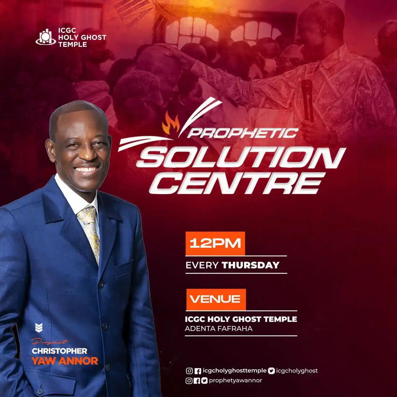 Image from ICGC, Holy Ghost Temple : Join us tomorrow at 12:00 noon for the Prophetic Solution Centre with ...