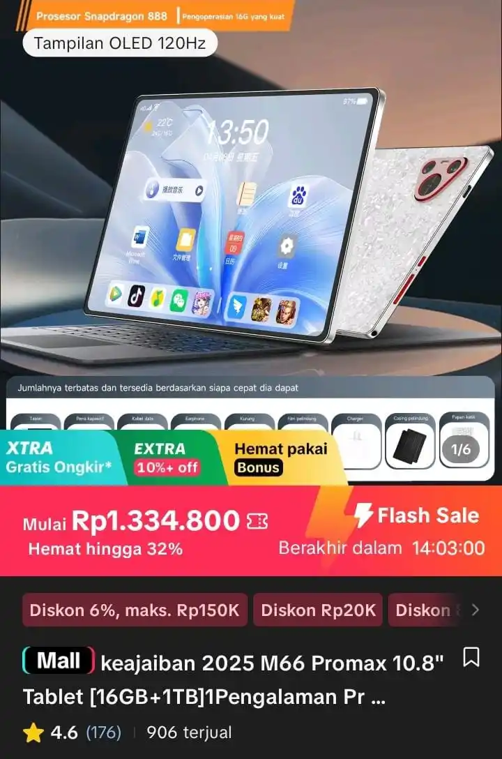 Image from Racun Shopee X Tiktok ( tiktokshop-tokopedia )⭐️: keajaiban 2025 M66 Promax 10.8" Tablet [16GB+1TB]1Pengalaman Pro Layak...