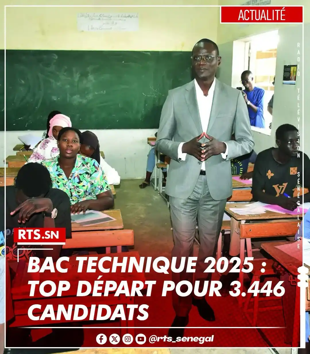 Image from RTS SENEGAL 🇸🇳🎙️📺: Le Bac technique 2025 démarre ce 16 juin avec 3.446 candidats, dont 57...