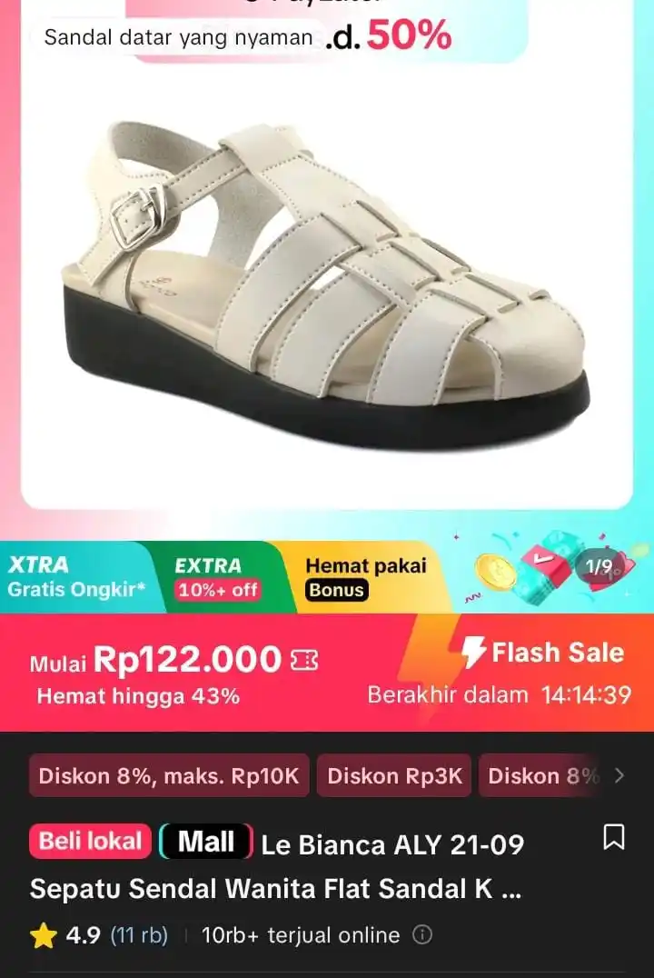 Image from Racun Shopee X Tiktok ( tiktokshop-tokopedia )⭐️: Le Bianca ALY 21-09 Sepatu Sendal Wanita Flat Sandal Kulit Sintetis Hi...