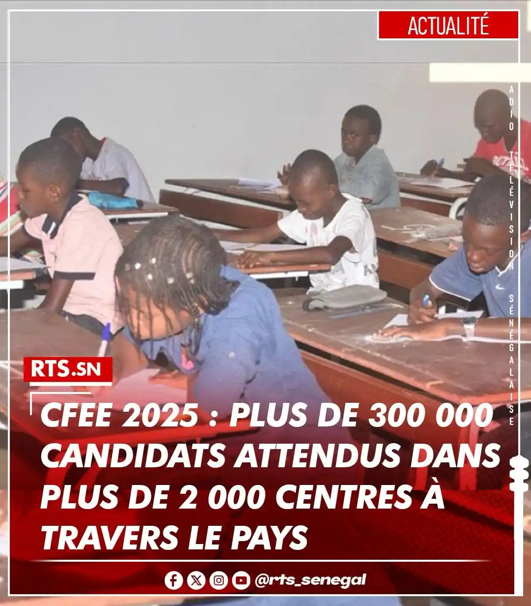 Image from RTS SENEGAL 🇸🇳🎙️📺: Les 19 et 20 juin 2025, 300 880 élèves composeront le CFEE dans plus d...