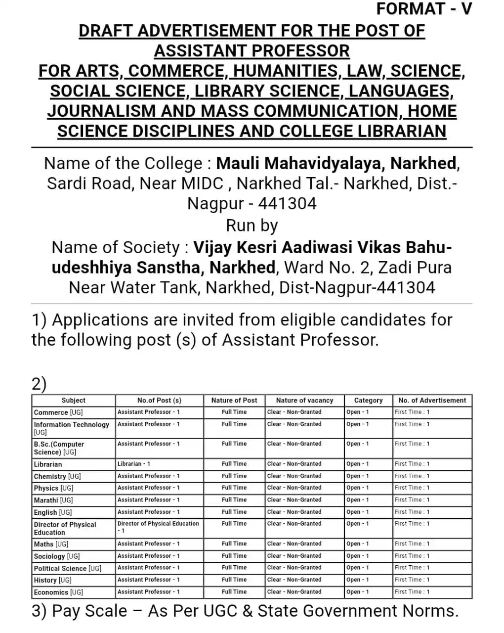 Image from RTMNU WALA: *Mauli Mahavidyalaya, Narkhed - Walk In Interview*...