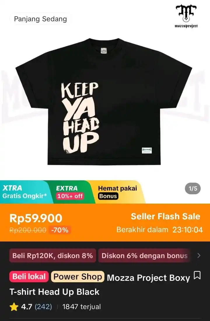 Image from Racun Shopee X Tiktok ( tiktokshop-tokopedia )⭐️: Mozza Project Boxy T-shirt Head Up Black https://vt.tokopedia.com/t/ZS...