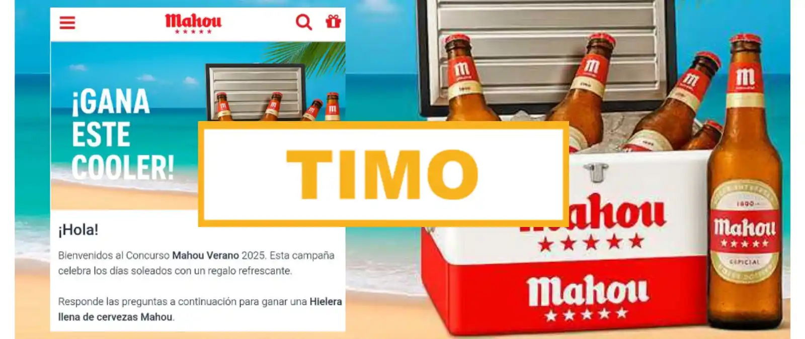 Image from ALERTA TIMO MALDITA 🚨🚨🚨: No, *Mahou* no está sorteando una *nevera* llena de *cervezas* por el ...