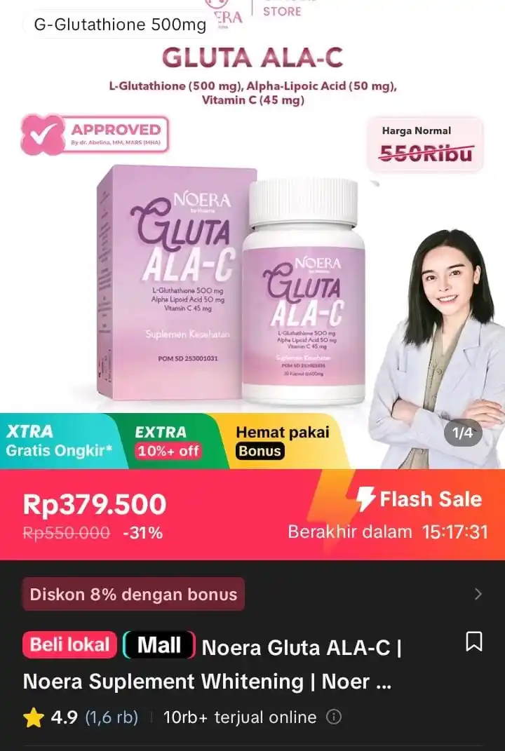 Image from Racun Shopee X Tiktok ( tiktokshop-tokopedia )⭐️: Noera Gluta ALA-C | Noera Suplement Whitening | Noera Whitening Capsul...