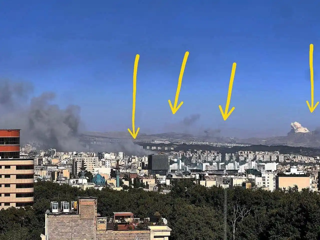 Image from خبر العاجل: *`وسائل اعلام ايرانية`* *`صورة للقصف الاسرائيلي شرقي العاصمة الإيرانية...