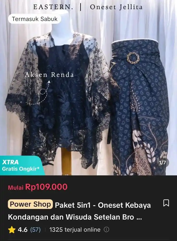 Image from Racun Shopee X Tiktok ( tiktokshop-tokopedia )⭐️: Paket 5in1 - Oneset Kebaya Kondangan dan Wisuda Setelan Brokat Renda R...