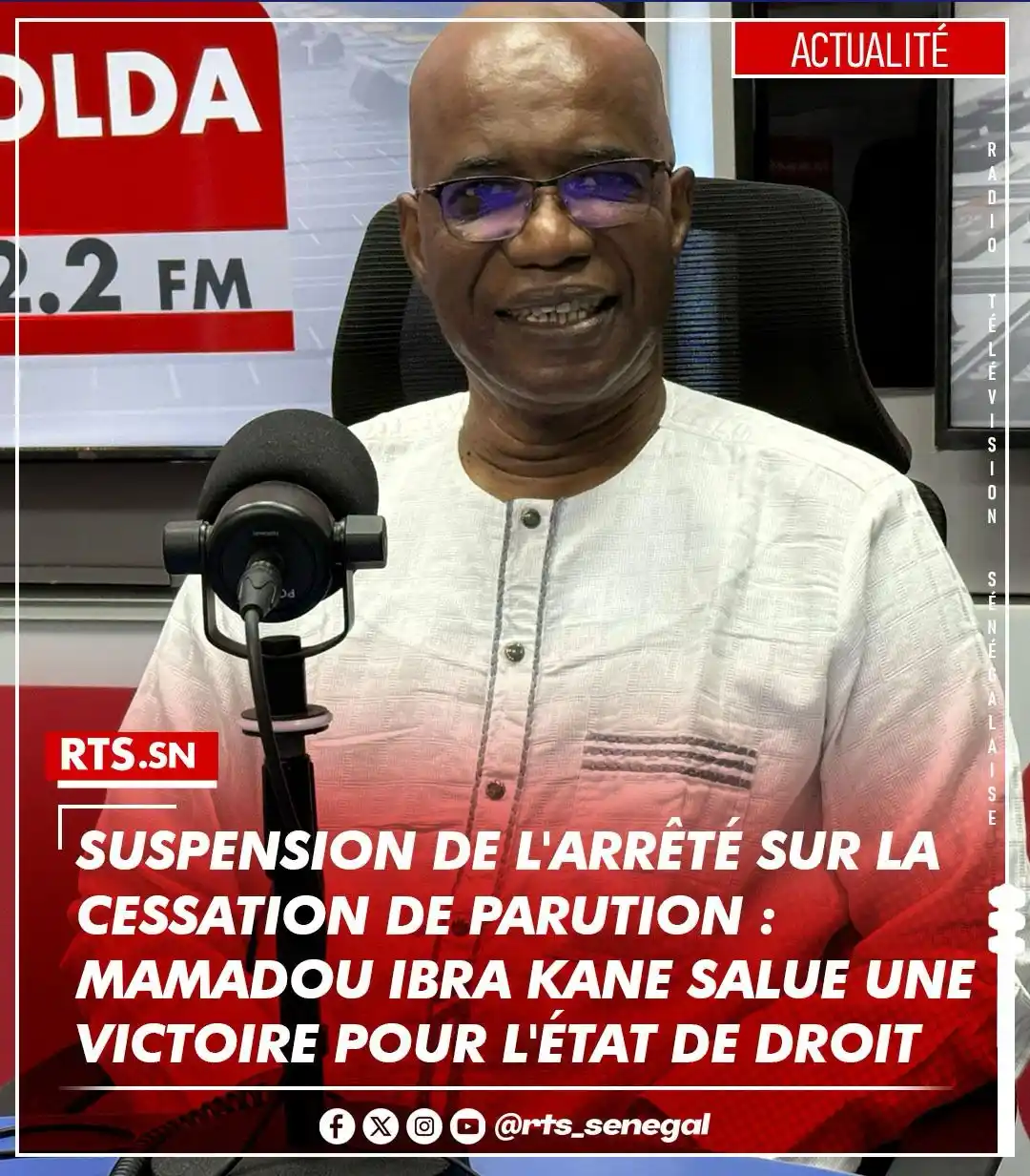 Image from RTS SENEGAL 🇸🇳🎙️📺: Pour Mamadou Ibra Kane, cette décision judiciaire est le signe d’une c...