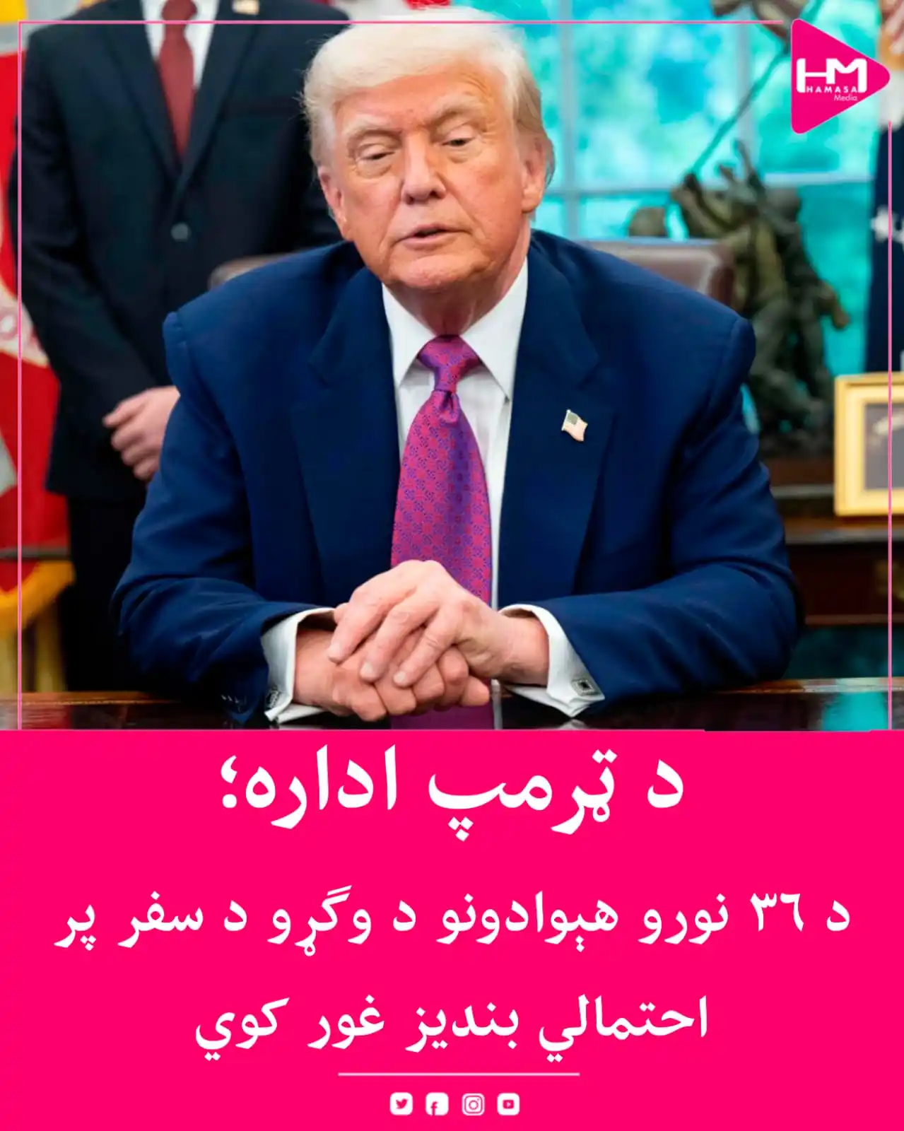 Image from Hamasa Media: راپورونه ښيي چې د امریکا ولسمشر ډونالډ ټرمپ اداره د هغو هېوادونو شمېر ...