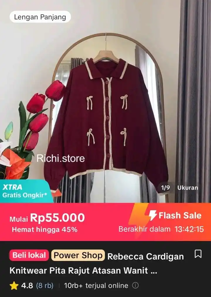 Image from Racun Shopee X Tiktok ( tiktokshop-tokopedia )⭐️: Rebecca Cardigan Knitwear Pita Rajut Atasan Wanita Kardigan Kancing Ca...
