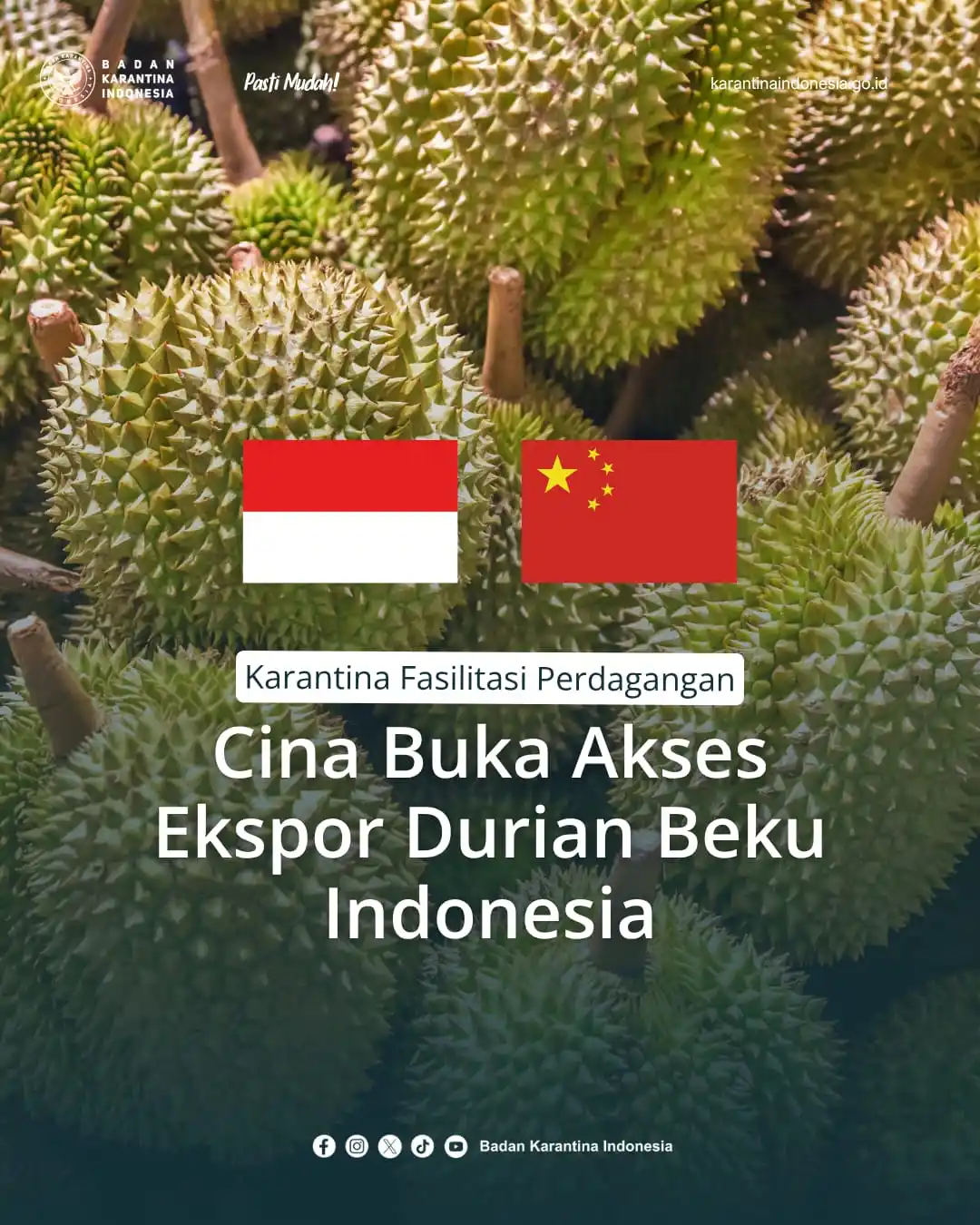 Image from Badan Karantina Indonesia: Sah! Cina buka akses ekspor durian beku Indonesia Presiden Prabowo Su...