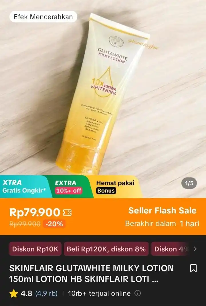 Image from Racun Shopee X Tiktok ( tiktokshop-tokopedia )⭐️: SKINFLAIR GLUTAWHITE MILKY LOTION 150ml LOTION HB SKINFLAIR LOTION MIL...