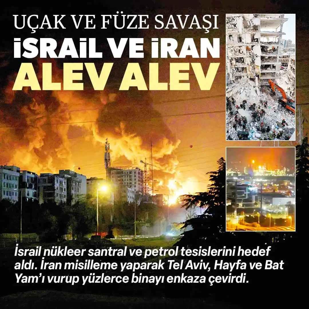 Image from Yeni Şafak: Uçak ve füze savaşı: İsrail ve İran alev alev Neler oluyor: https://y...