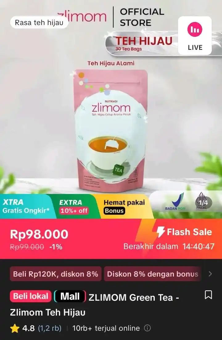 Image from Racun Shopee X Tiktok ( tiktokshop-tokopedia )⭐️: ZLIMOM Green Tea - Zlimom Teh Hijau https://vt.tokopedia.com/t/ZSkpPbN...