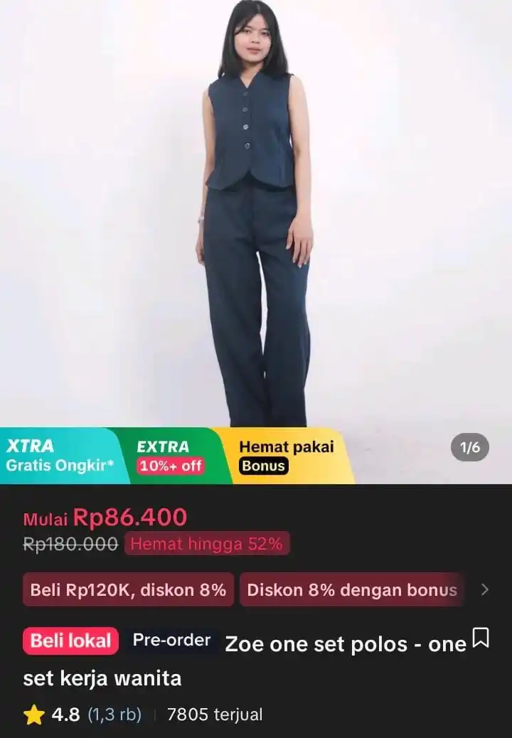 Image from Racun Shopee X Tiktok ( tiktokshop-tokopedia )⭐️: Zoe one set polos - one set kerja wanita https://vt.tokopedia.com/t/ZS...