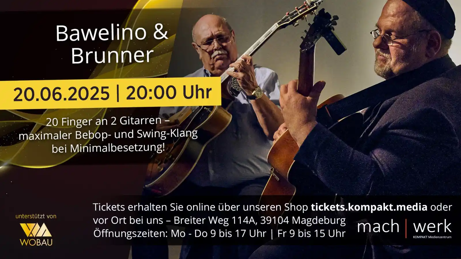 Image from KOMPAKT MEDIA: Am Freitag sind Bawelino und Brunner bei uns zu Gast im machwerk. Tick...