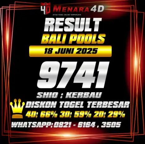 Image from PREDIKSI TOGEL MENARA4D: BALI POOLS MENARA4D 18 JUNI 2025 RESULT : 9741 SHIO : KERBAU BAGI YANG...