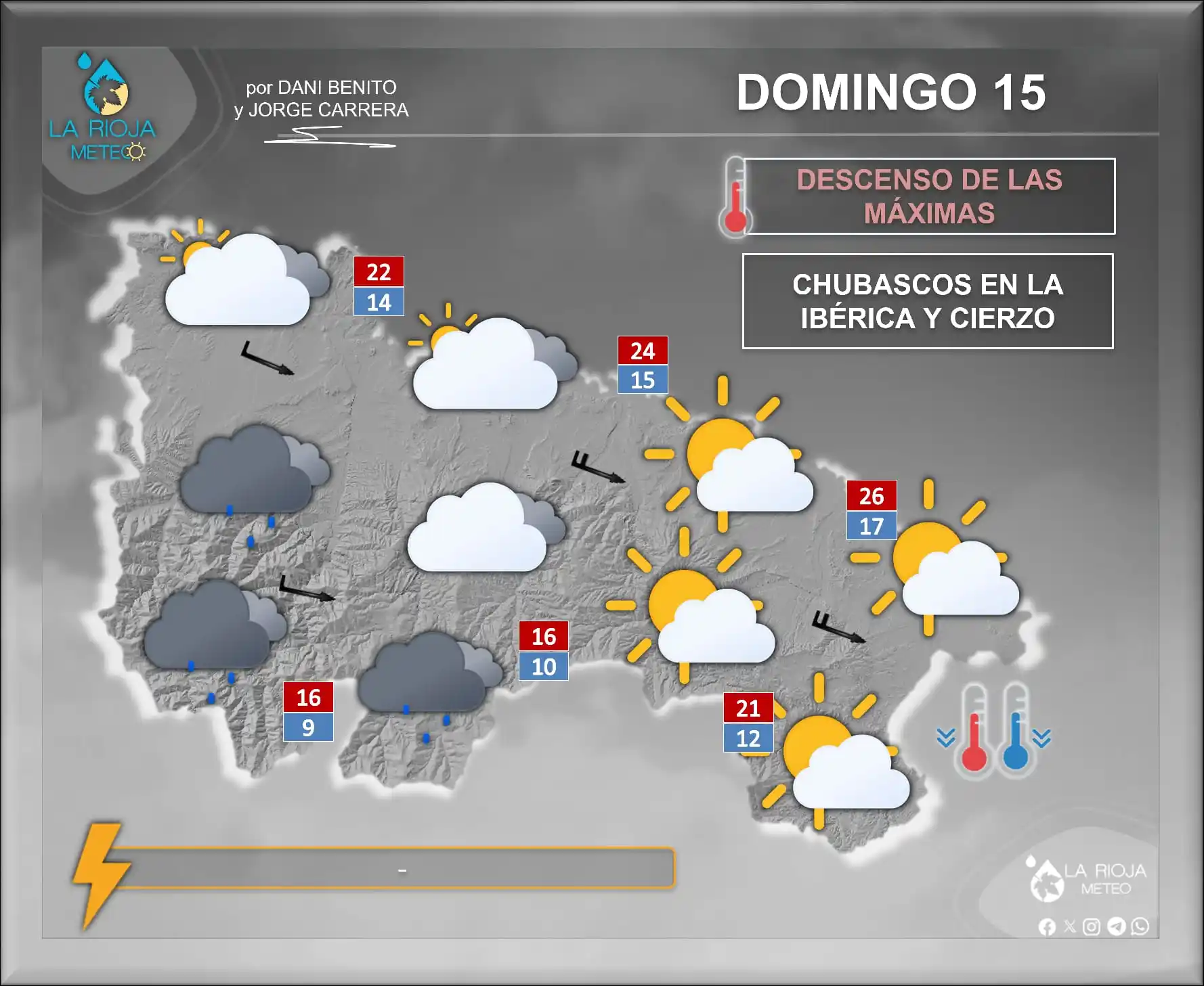 Image from La Rioja Meteo (Dani Benito y Jorge Carrera): 🌬️ ¡Buenos días! Este domingo llega con ambiente otoñal en La Rioja:...