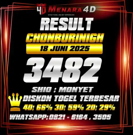 Image from PREDIKSI TOGEL MENARA4D: CHONBURINIGH MENARA4D 18 JUNI 2025 RESULT : 3482 SHIO : MONYET BAGI YA...