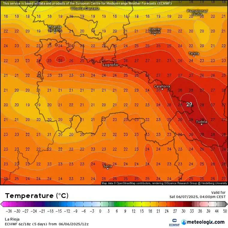 Image from La Rioja Meteo (Dani Benito y Jorge Carrera): HOY y MAÑANA las temperaturas máximas rondarán los 26-28 ºC en <a clas...