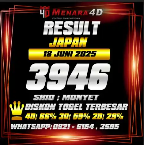 Image from PREDIKSI TOGEL MENARA4D: JAPAN MENARA4D 18 JUNI 2025 RESULT : 3946 SHIO : MONYET BAGI YANG JP S...