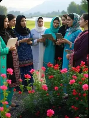 Image from Firdaus ki Khabrein: Kashmir ki hijab mein mukhlis aur talented larkiyan IT aur programming...